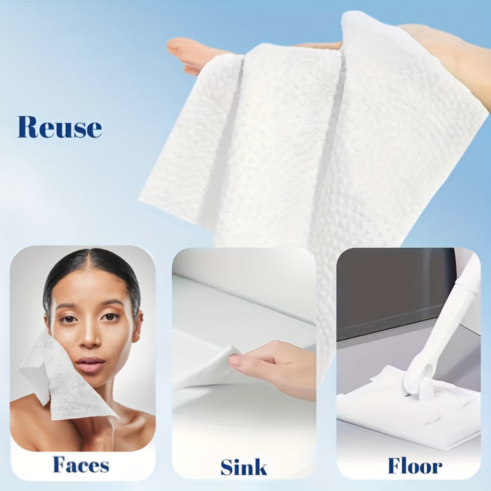 Disposable Face Towels Jumbo Ultra- Extra Thick, Highly Dry Wet Dual-Use Facial Wipes for Makeup Removal