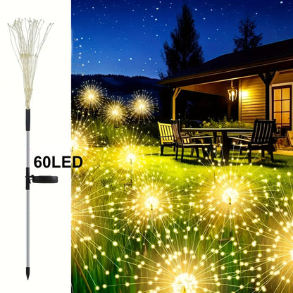 Solar Garden Lights Outdoor Waterproof IP65 – Fireworks Fairy Lights 8 Modes Multi-Color Solar Powered Landscape Decoration for Garden
