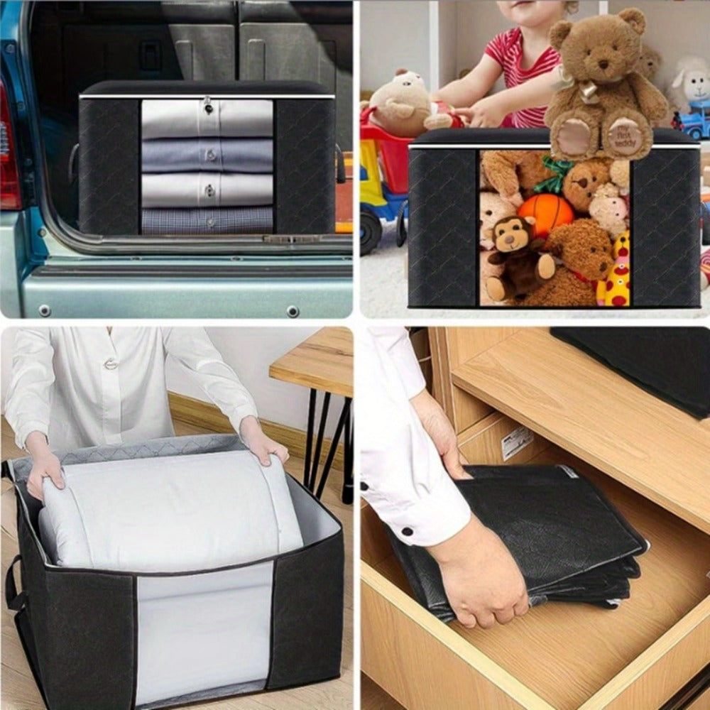 Large Capacity Storage Bags 4-Pack – 23.78 Gallon Foldable Closet Organizer Bins with Reinforced Handles for Clothing, Blankets, Comforters