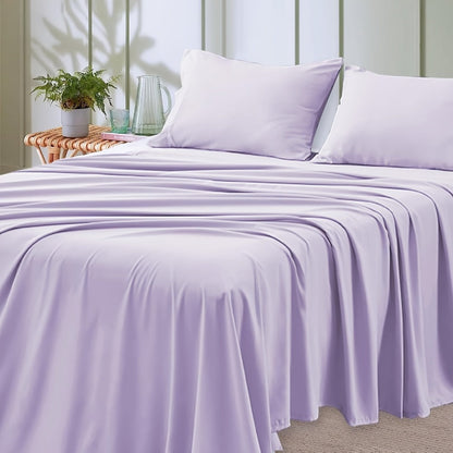 Bed Sheet Set Microfiber with Size-Dependent 3- or 4-Piece Contents, Four Bed Sizes and Eleven Colors