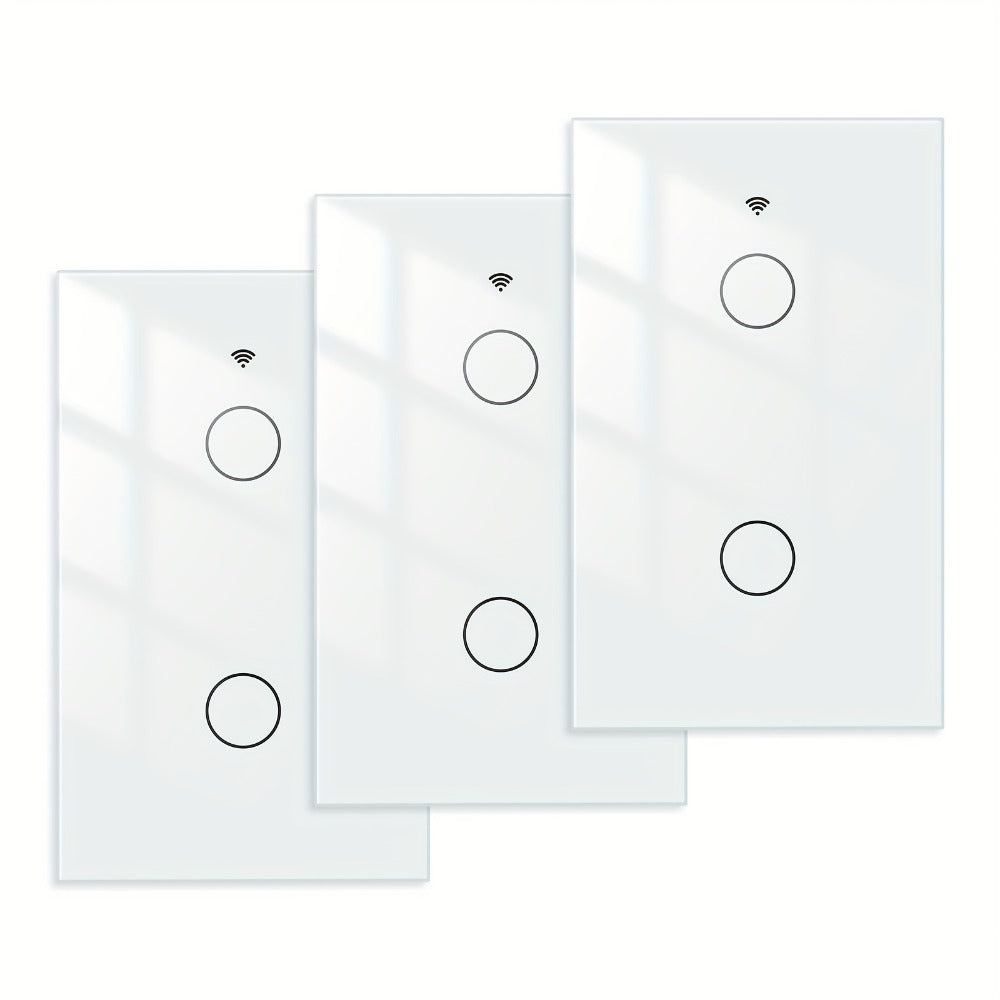 No Neutral Wire Smart Touch Wall Switch MOES WiFi 1/2/3 Gang Single Fire, Works with Alexa & Google Home