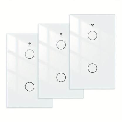 No Neutral Wire Smart Touch Wall Switch MOES WiFi 1/2/3 Gang Single Fire, Works with Alexa & Google Home