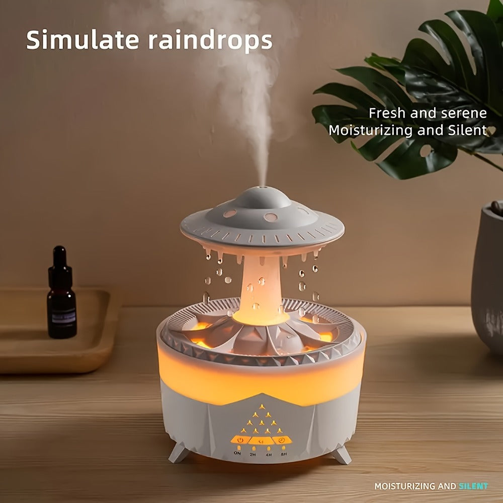 Raindrop Aroma Diffuser with Warm Center Light, Remote and Body-Button Controls in Black or White