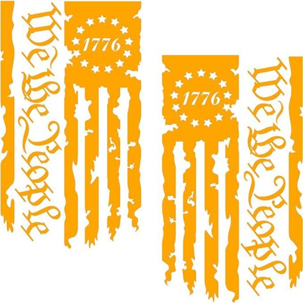 We the People 1776 Flag Vinyl Decal Pair in Black, Red or White for Tailgates and Vehicle Windows