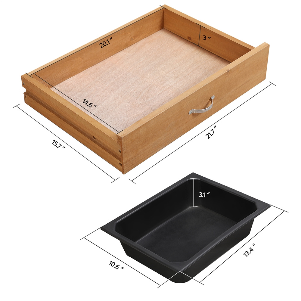 Garden Potting Table 4-Tier with Removable Sink, Adjustable Shelf, Drawer & Side Hooks, Outdoor Planter Stand for Yard Greenhouse in Wood