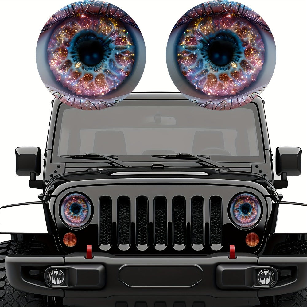 3D Beast Eye Headlight Stickers – Funny Car Headlight Decals for Jeep Round Headlights, Truck Body, Bumper & Window Decoration