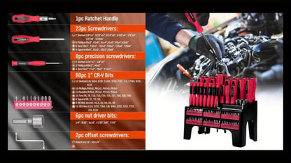 Screwdriver and Bit Organizer Set with 100-, 118- or 126-Piece Color-Coded Rack Configurations