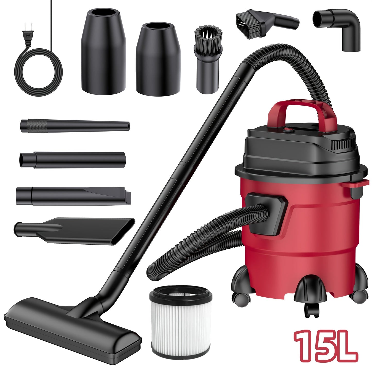 Wet Dry Vacuum Cleaner High-Power Bucket Type 5.28 to 6.6 Gallon Super Suction for Car and Home Dual-Use Cartridge Filter 40dB Quiet Motor