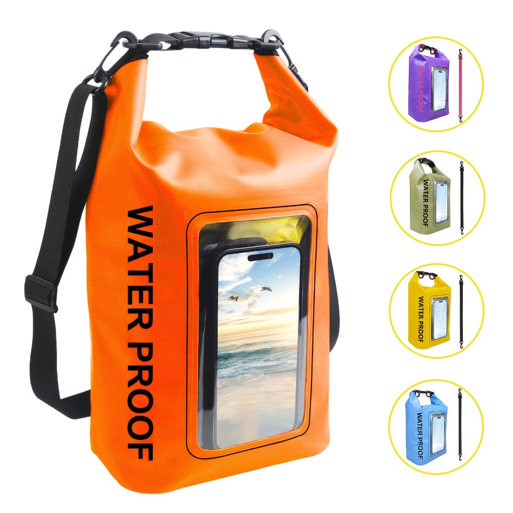 Dry Bag Backpack with Touchscreen Phone Window & Roll Top Closure, Dry Storage Bag for Men Women