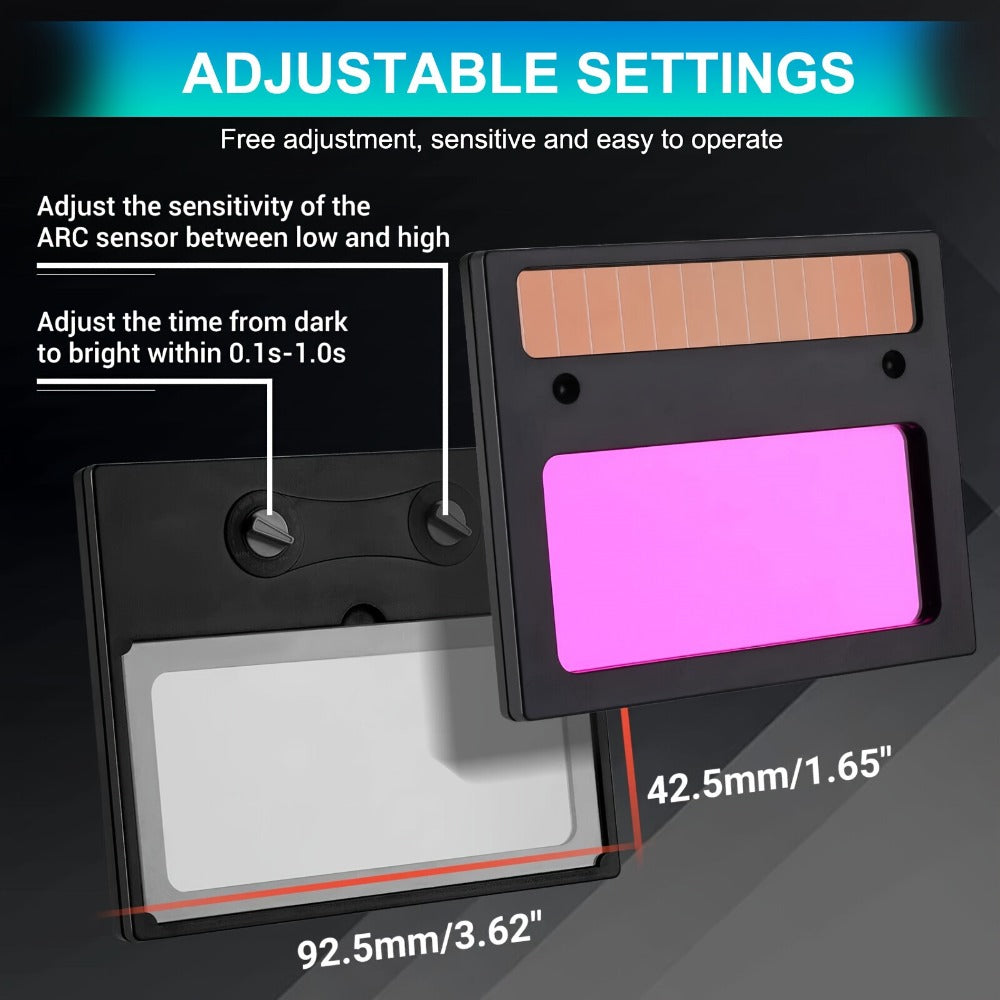 Auto-Darkening Welding Helmet Solar Powered True Color – Wide View DIN 9-13 Adjustable, 1/25000s Response