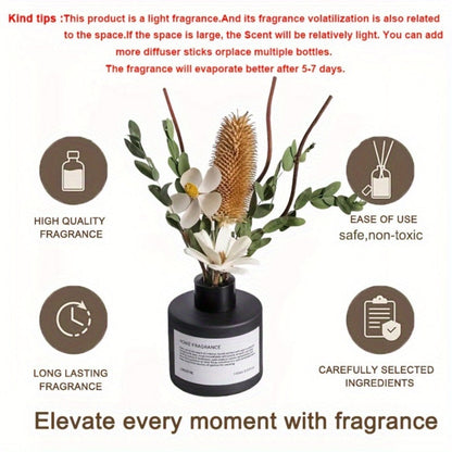 Reed Diffuser with Real Flowers & Essential Oil - Home Fragrance Scent Sticks for Bedroom Bathroom Living Room