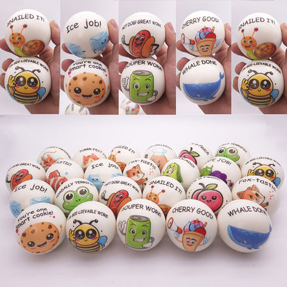 Motivational Animal Squeeze Stress Balls 24 Pack, 1.18 Inch TPU Sensory Balls with Inspirational Quotes