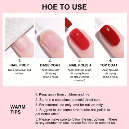 Nail Base Coat and Top Coat Kit – High Gloss Long-Lasting Air Dry Non-Gel Nail Care Set with Nutrient Oil & Drying Agent
