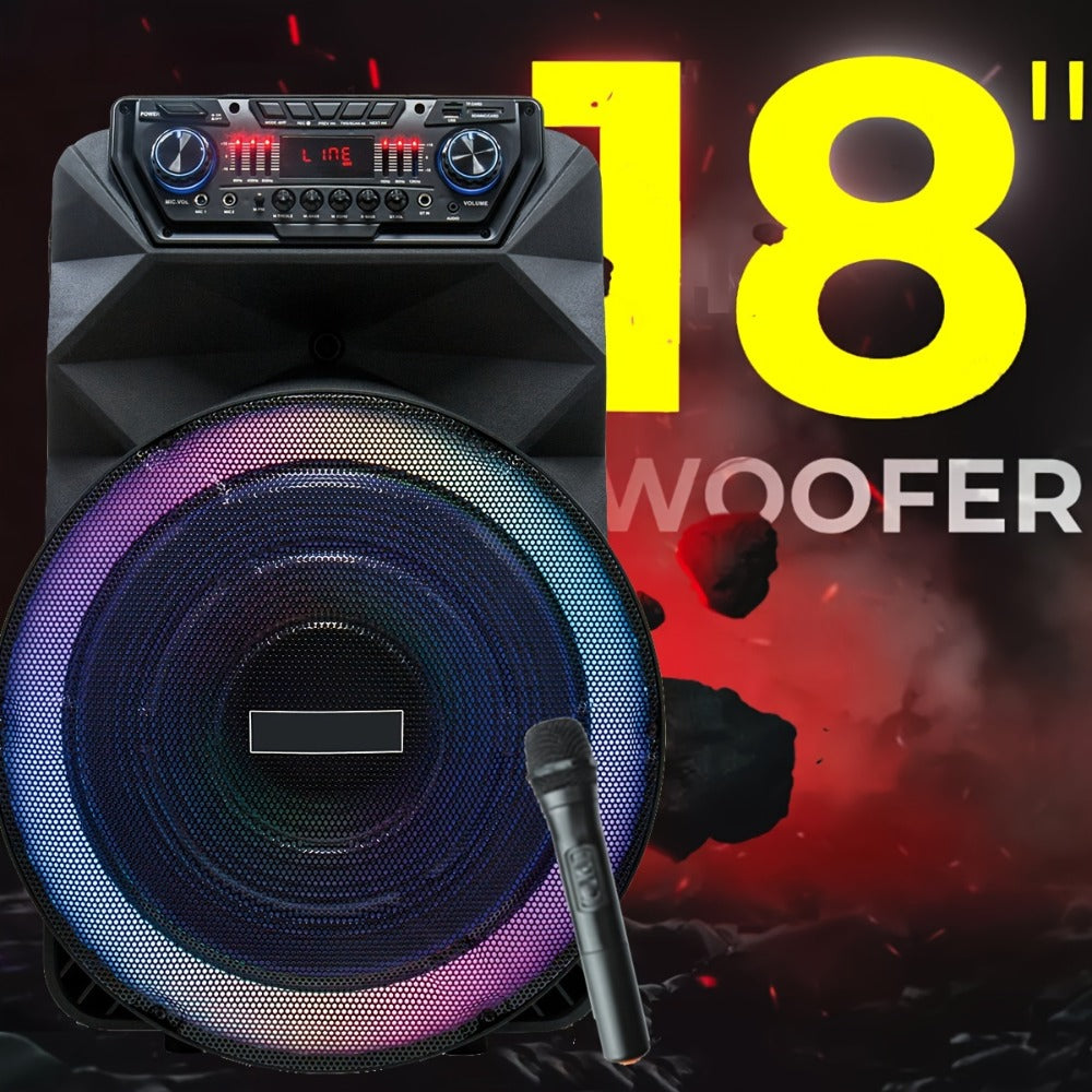 8-Inch Subwoofer Party Speaker 1000W Portable Rechargeable Wireless Bluetooth | Heavy Bass, FM Radio, LED Lights, Remote Control