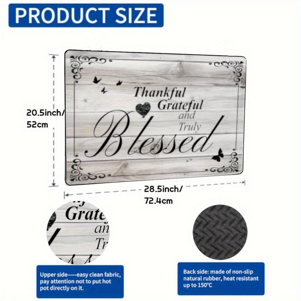 Stove Top Cover Heat Resistant Scratch-Proof 28.5x20.5" – Thankful Grateful Blessed Kitchen Decor Glass Protector Mat for Cooktops