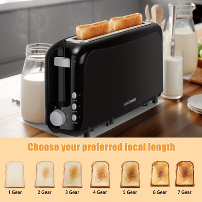 2-Slice Toaster Slim Ultra-Thin Design, 6 Browning Settings, 10" Long Slot, Reheat & Defrost Functions