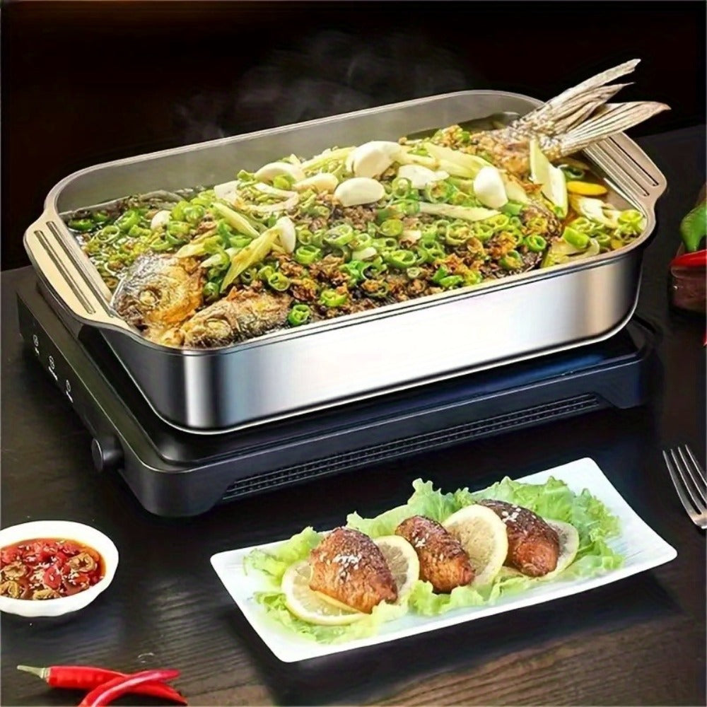 Stainless Steel Baking Trays with Lids – Large Capacity Sheet Pan Set for BBQ, Bread, Desserts, Seafood & Buffets | Family Gatherings