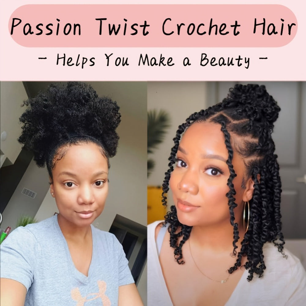 Pre-Looped Passion Twist Crochet Hair 8 Packs Pre-Twisted Curly Ends Bohemian Short Twist Braids