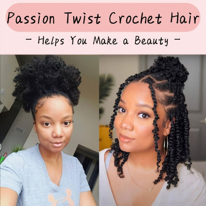 Pre-Looped Passion Twist Crochet Hair 8 Packs Pre-Twisted Curly Ends Bohemian Short Twist Braids