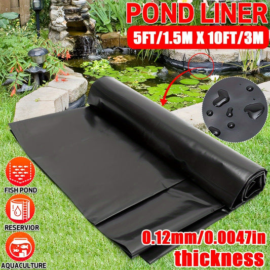 Black 5 x 10-Foot Pond Liner with 0.12mm Thickness for Fish Ponds, Water Gardens and Planter Boxes