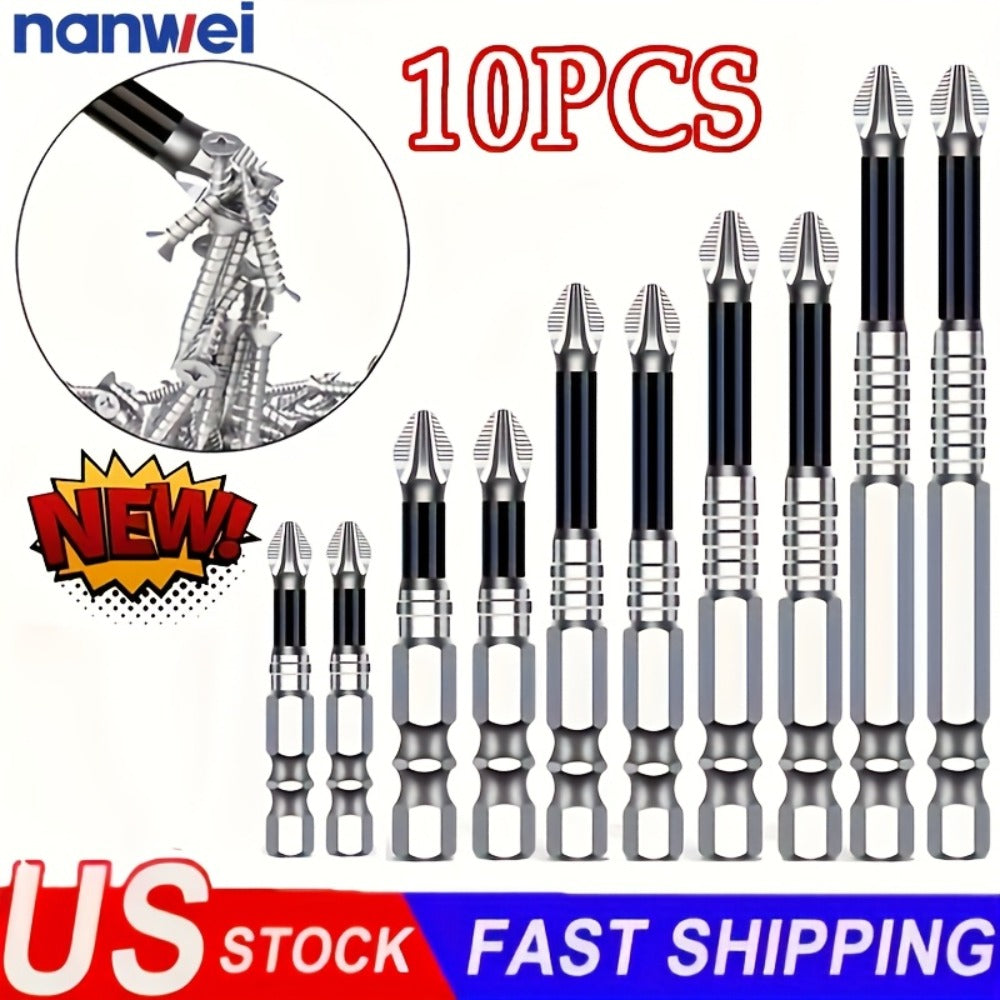 Nanwei K5 Magnetic Driver Bit Set with Hex Shanks, 50-150mm Lengths and 5- to 30-Piece Options