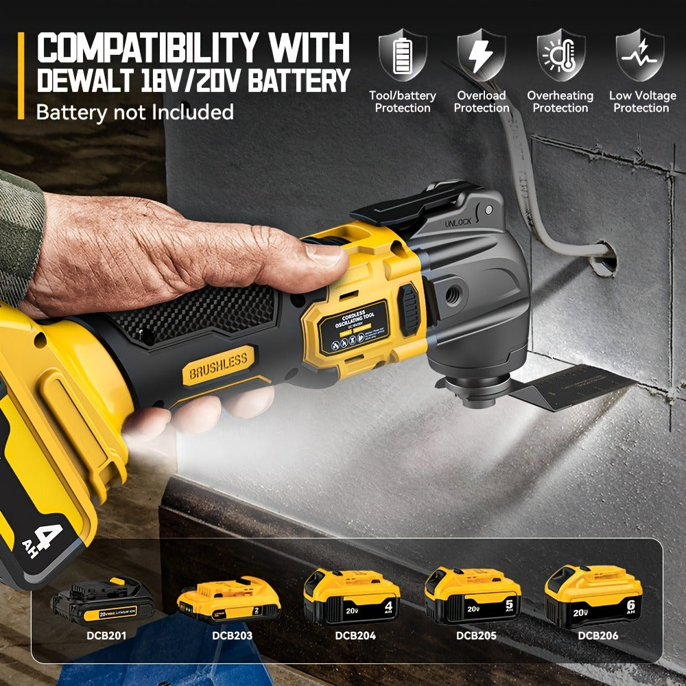 Oscillating Multi Tool Brushless Cordless Compatible with DeWalt 20V / 18V Battery, 21000 OPM Variable Speed