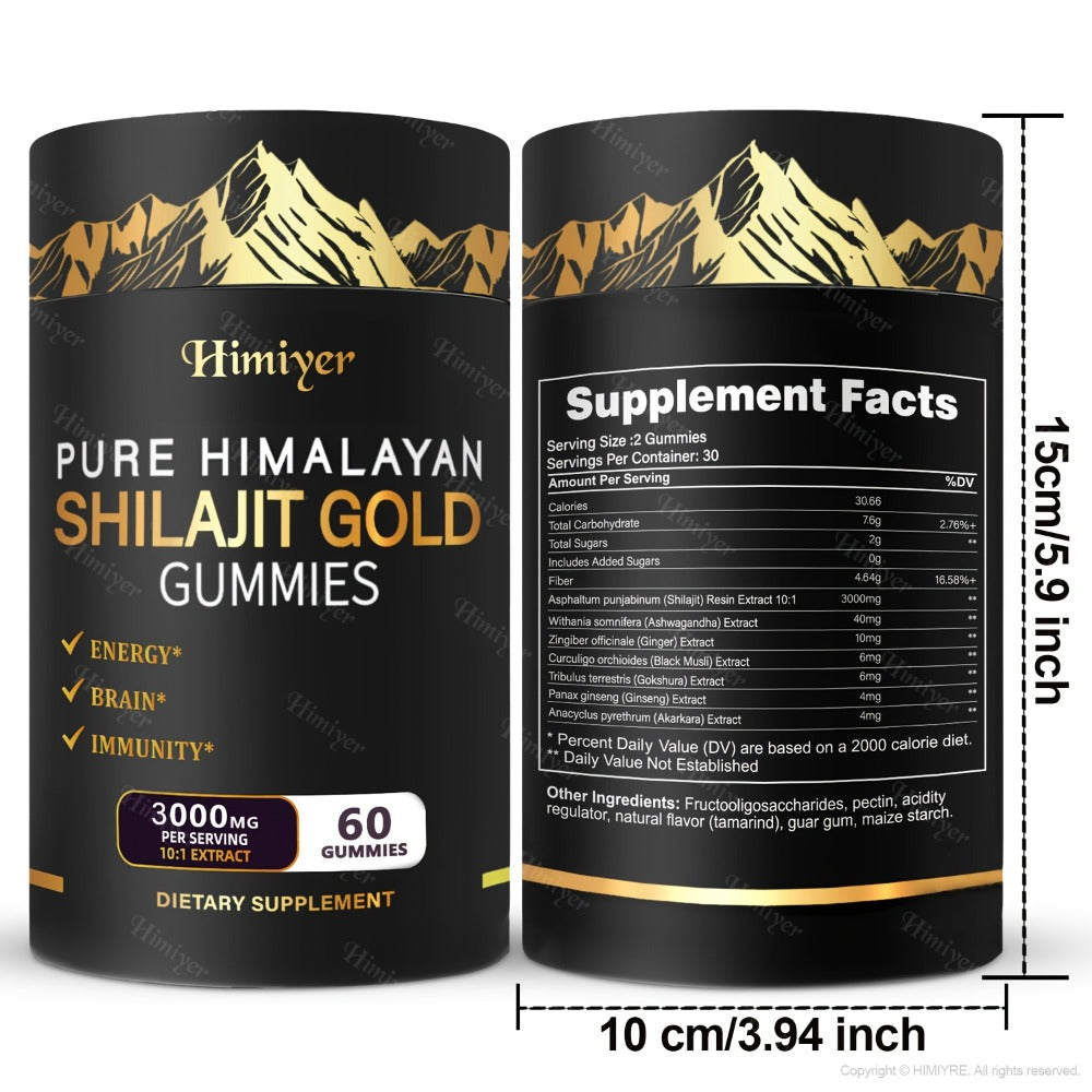 Shilajit Supplement 3000mg with Ginger, Ginseng & Ashwagandha – Pure Fulvic Acid & Multi-Mineral Phytonutrient Formula for Energy, Vitality