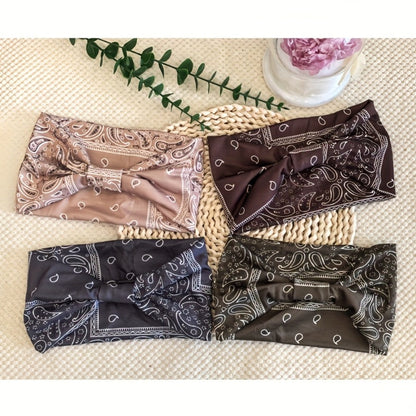 Floral Turban Headbands for Women 8 Pack Non-Slip Elastic Boho Knotted Wide Hair Wrap for Sports Yoga Running Workout Sweatband Moisture