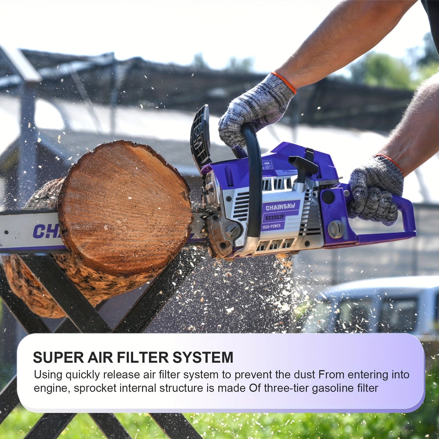 Chainsaw, Gas Powered Forestry Wood Cutting Farm Yard for Garden, Patio and Yard Use, with the Listed Configuration
