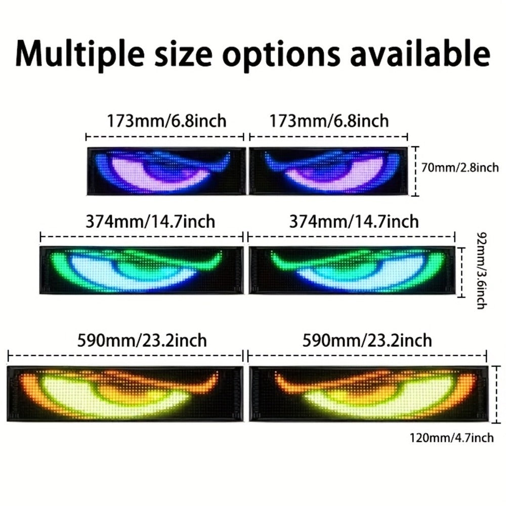 Programmable LED Demon Eyes Sign 2 Pack App Controlled – Synchronized Flashing, Scrolling Text Display