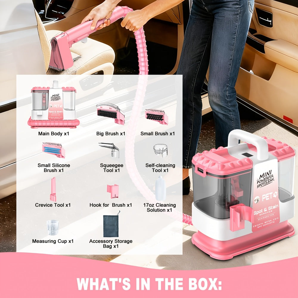 Portable Carpet Cleaner 25Kpa Upholstery Cleaner Machine with Dual Brush Heads Self-Cleaning for Entryways, Bedrooms and Living Spaces