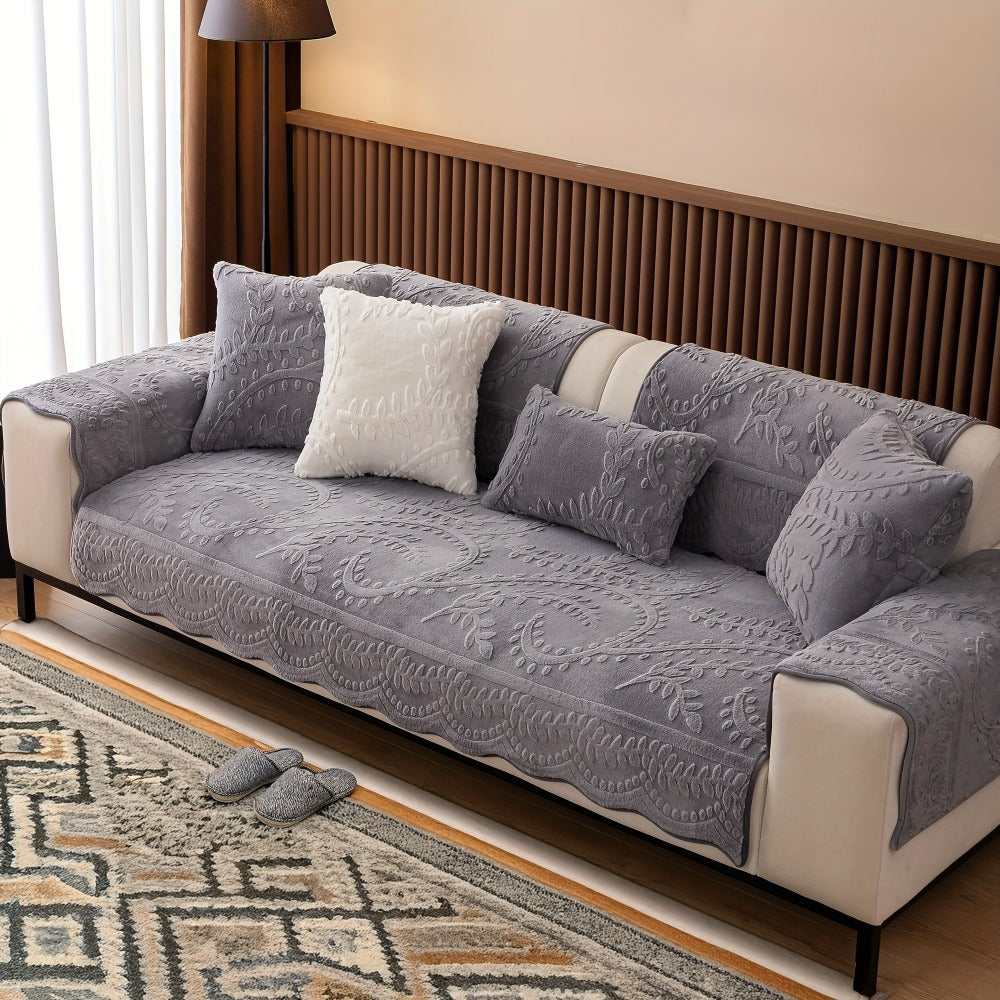Sofa Cover Quilted Plush-Texture Panels in 35.5-Inch Width for 1 to 4 Seats, Backrest or Armrest