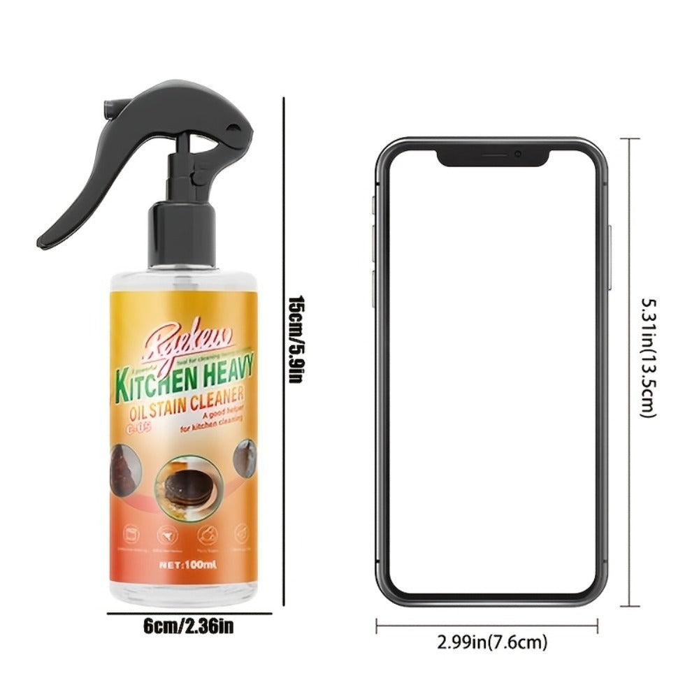 Kitchen Degreaser Spray 100ml (3.38oz), Oven Cleaner & Grease Remover, Fume-Free Formula for Stubborn Grease on Ovens