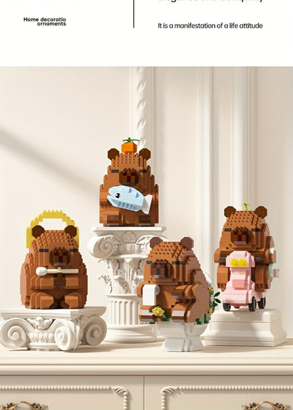 Capybara Micro Brick Building Set 562pcs Collector Edition – Miniature DIY Assembly Desk Decor Stress Relief Toy for Kids Teens Adults