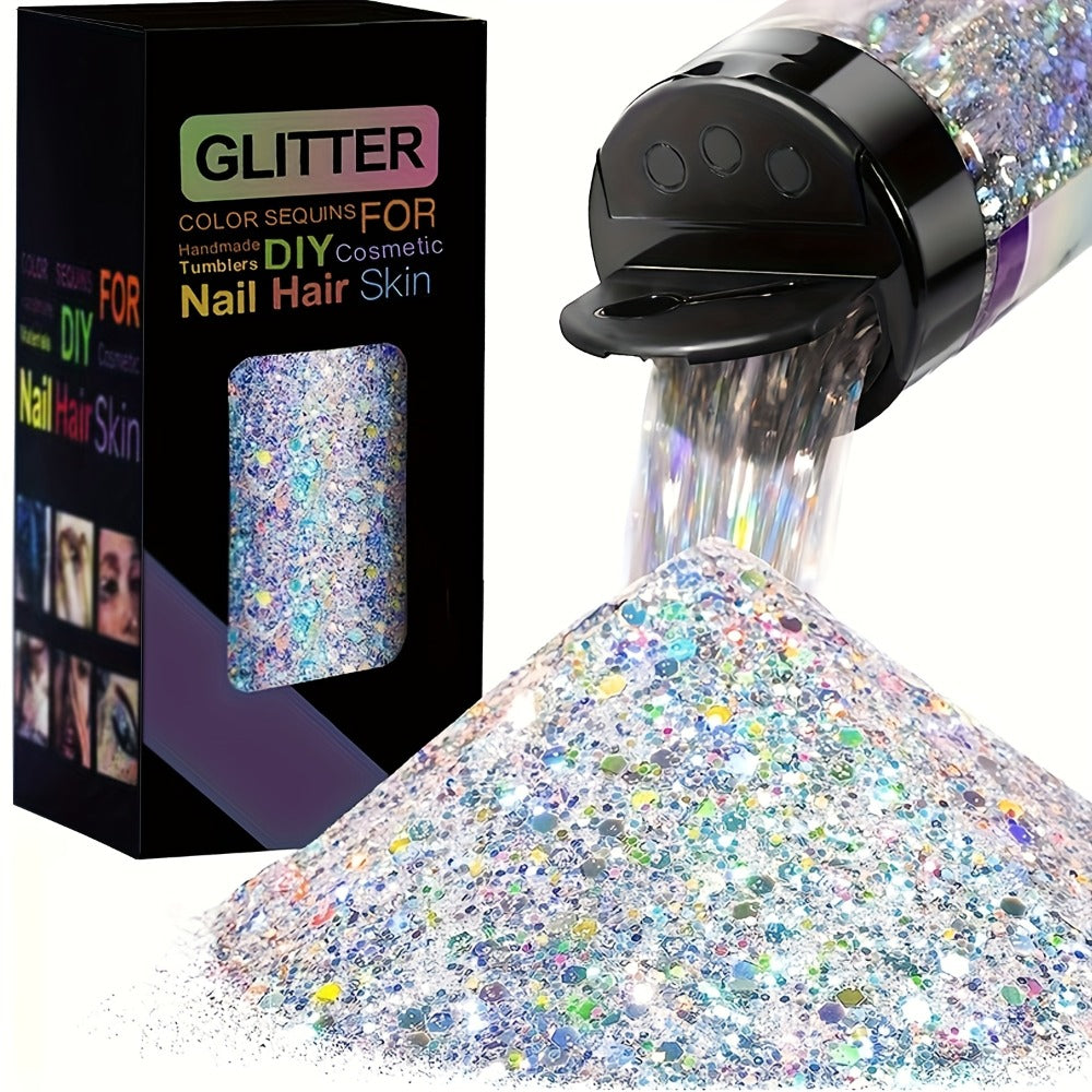 Holographic Chunky Glitter Set 4 Boxes 200g – Laser Diamond Metallic Hexagonal Flakes for Epoxy Resin, Tumblers, Scrapbooking