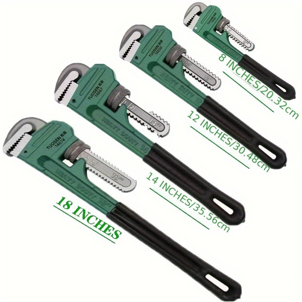 Pipe Wrench Professional Heavy Duty – 8", 12" & 18" CR-V Alloy Steel Plumbing Wrench, Non-Slip Ergonomic Handle, 1500 lbs Torque