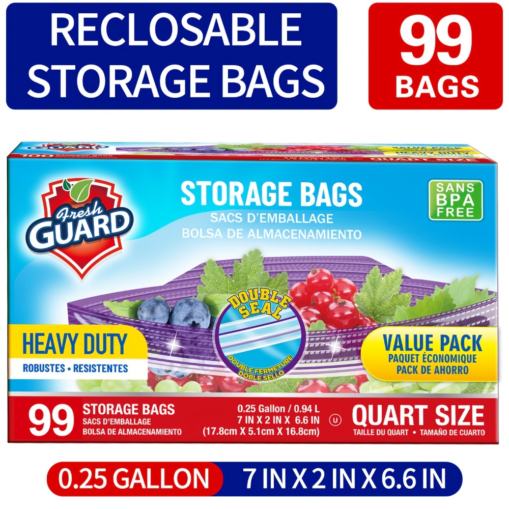 Freezer Storage Bags Resealable, Sturdy Bulk Food Storage Bags with Easy-Open Tabs for Freezer & Refrigerator