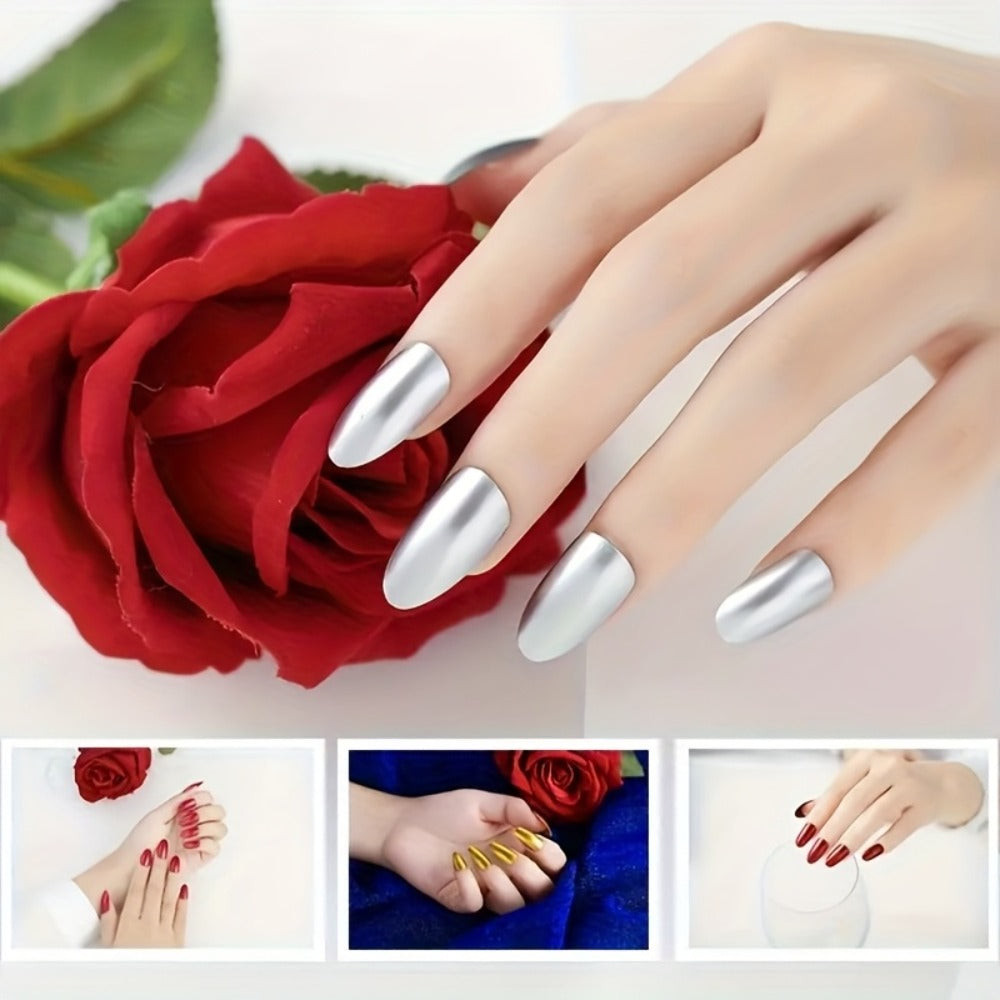 Chrome Nail Polish Set 12 Colors Mirror 3D Metallic Effect with Built-in Fine Brush – Long-Lasting Metal Paint for Salon & DIY Nail Art