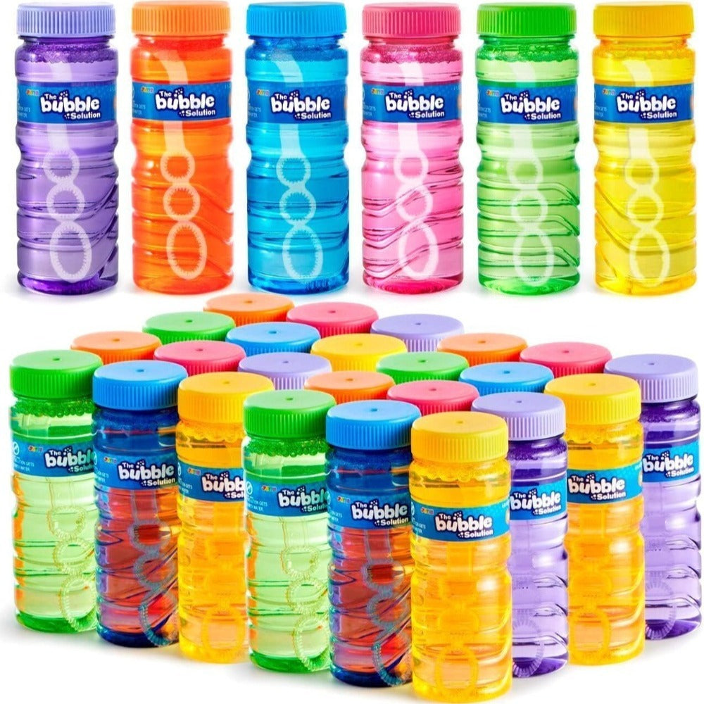 Party Favors Bubble Bottles with Wands, 4 oz Each in 6-, 12- or 24-Piece Event Packs for Celebrations