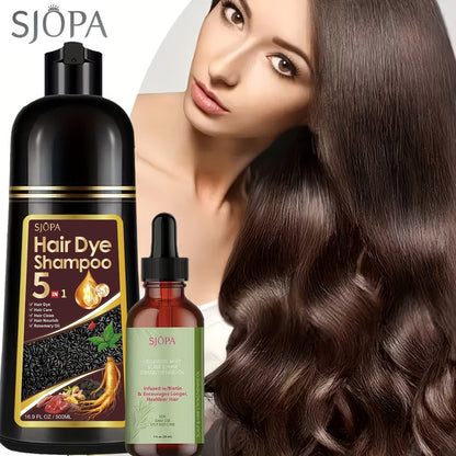 Rosemary Oil Hair Coloring Shampoo 5-in-1 Herbal Formula 500ml - 100% Gray Coverage for Bath Time, Home Spa and Personal Care