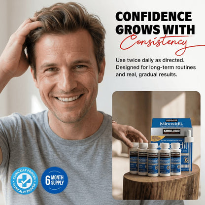 Minoxidil 5% Extra Strength Topical Solution for Men Hair Regrowth - Kirkland Signature 6-Month Supply