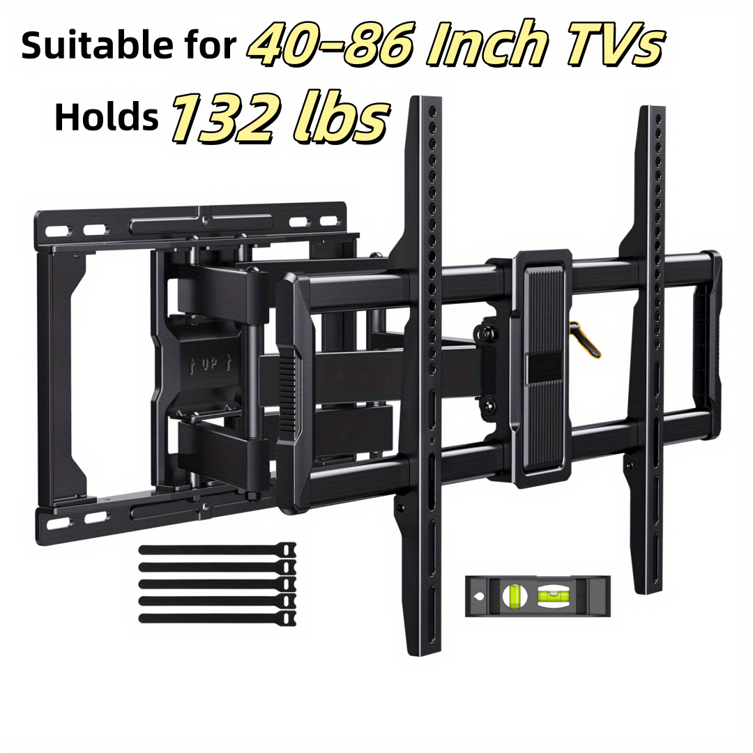 Full Motion TV Wall Mount 40-86 Inch – Holds 132 lbs, Pre-Assembled, Tool-Free Tilt Swivel Extend, VESA 600x400mm