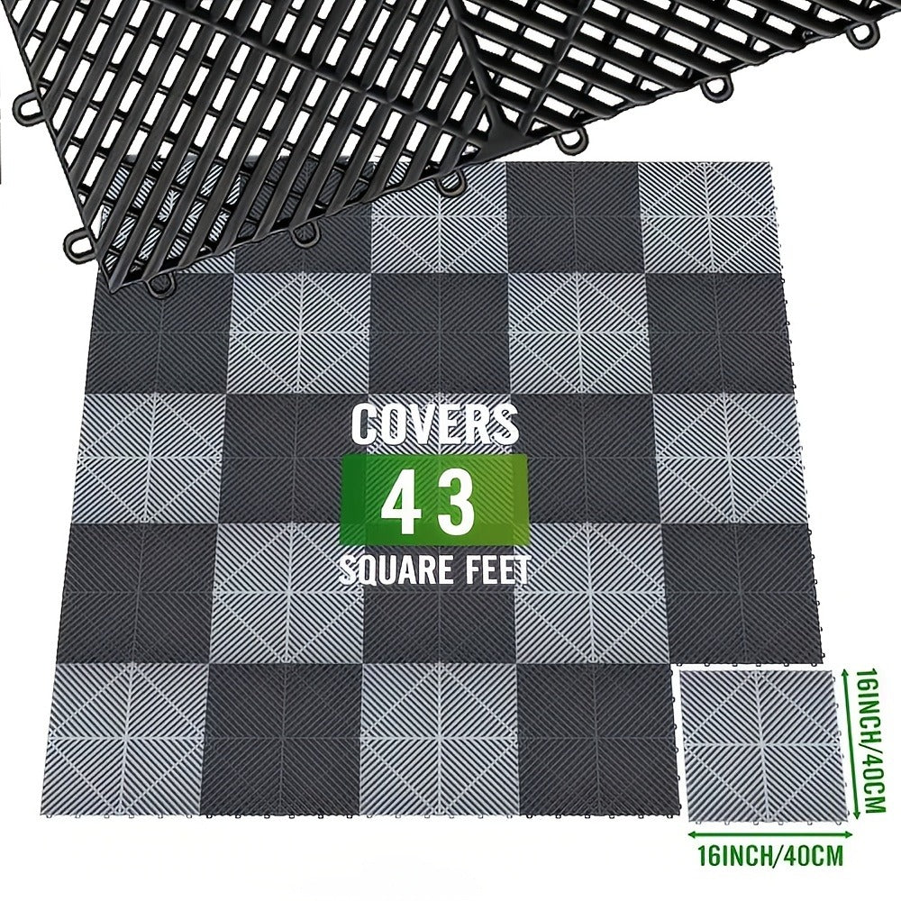 Garage Floor Tiles 25Pcs – Interlocking Plastic Mesh Spliced Floor Mats for Car Wash Auto Detailing Garage Flooring, 5 Colors