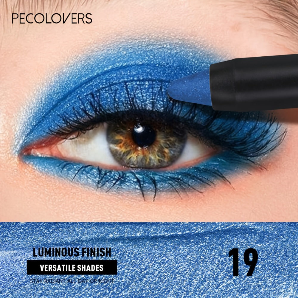 Shimmer Glitter Eyeshadow Stick Set 6 Pcs Dual-Tipped Eye Pencil with Blending Brush Creamy, for Makeup, Travel and Everyday Vanity Use