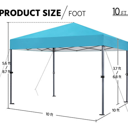 Pop Up Canopy One-Push Lock UPF 50+ Height Adjustable Instant Canopy Tent with Roller Bag, Guy Lines & Ground Anchors for Party