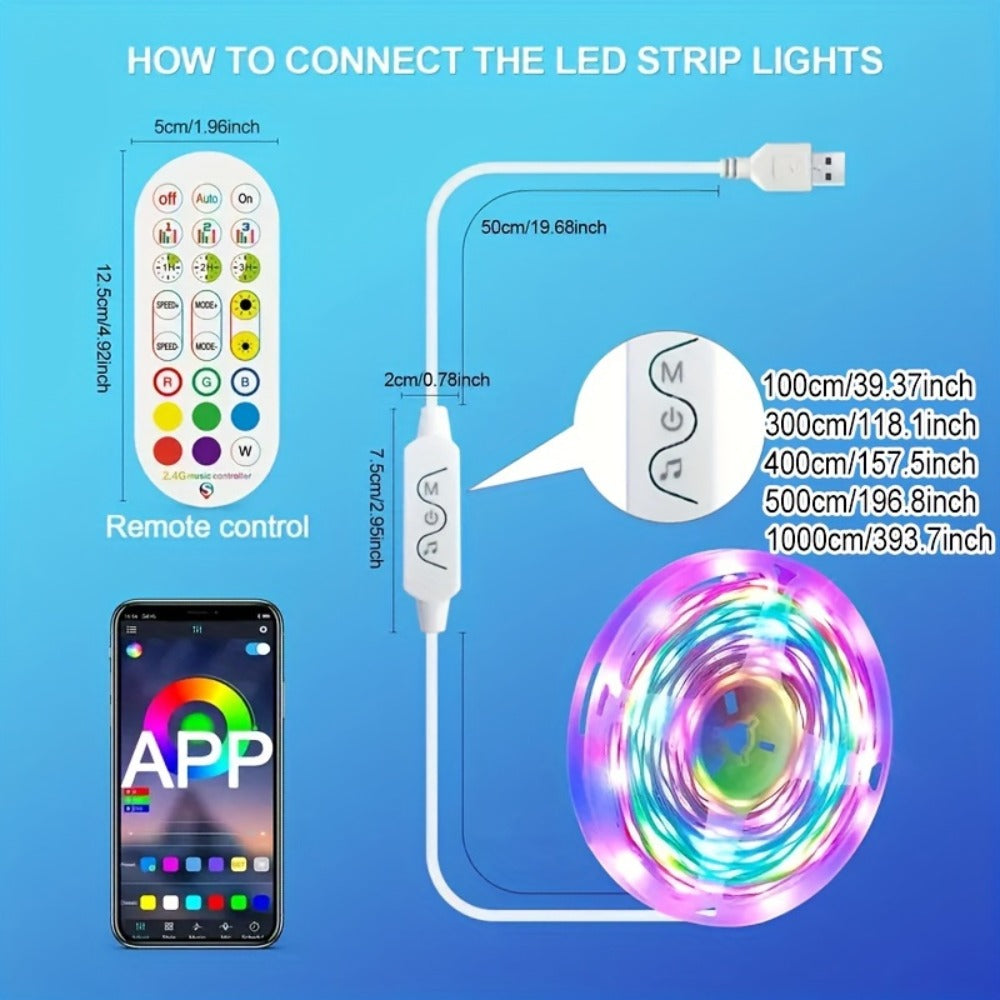RGBIC TV Backlight Strip Lights for 10-85 Inch TV & Monitor, USB Powered Smart LED Bias Lighting with App Control