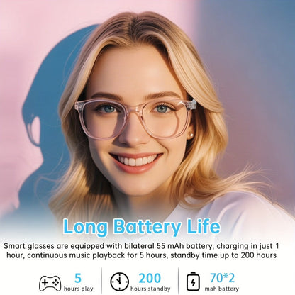 Smart Glasses Photochromic Bluetooth Audio Eyewear with Magnetic Charging and Four Frame Color Options