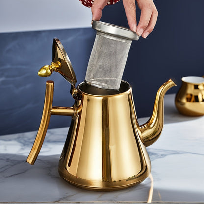 Stainless Steel Tea Kettle with Filter, Tea Pot Coffee Pot Cold Water Pitcher for Home Hotel Restaurant