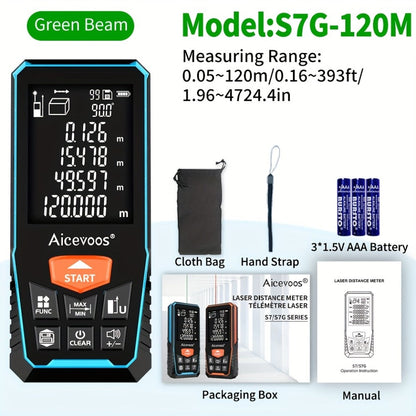 Laser Distance Meter Green Beam Digital Rangefinder 50M 70M 100M 120M Laser Tape Measure for Entryways, Bedrooms and Living Spaces