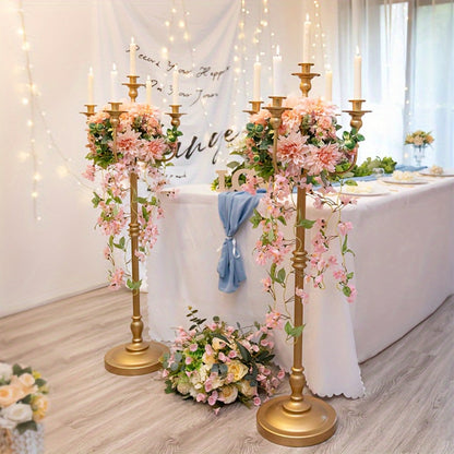 Floor Candle Holder 48.7-Inch Tall, Cone Candle & Floral Centerpiece Stand, Metal Bracket for Wedding